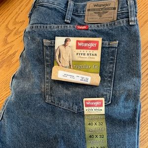 Brand new Regular Fit Wrangler jeans medium blue. Tags still attached.